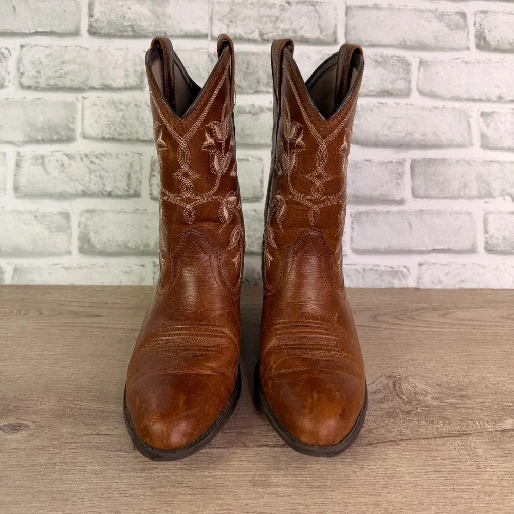 Ariat Heritage Western Boots Floral Embroidery Brown Kids Size 2